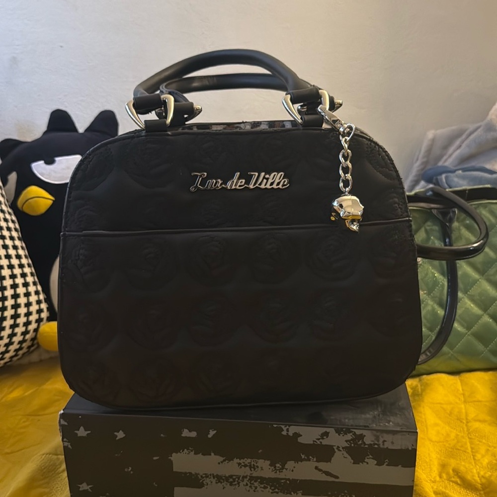 Skull And Roses Tote Black Matte/Leopard